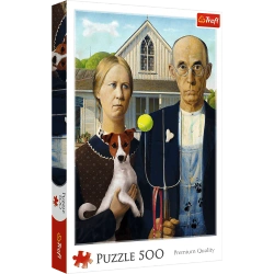 Puzzle 500 elementów American Gothic Psia Edycja Trefl