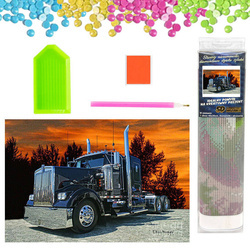 DIAMENTOWA MOZAIKA HAFT DIAMENTOWY 5D Tir ciężarówka zachód słońca