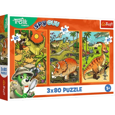 Puzzle 3x80 Trefliki w świecie dinozaurów Trefl