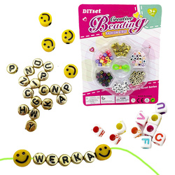 Zestaw koralików do tworzenia bransoletek literki kolorowe emotki serduszka