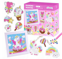 Diamentowa MOZAIKA haft brelok NAKLEJKI obraz Jednorożec