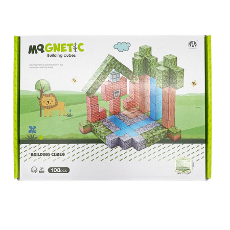 Klocki magnetyczne kostki 3D 108 elementów bloki 2,5 cm bok