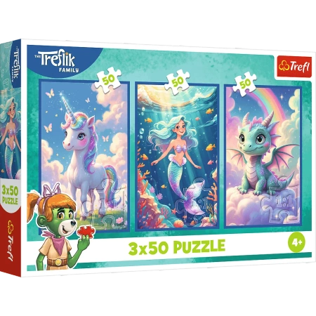 Puzzle Rodzina Treflików 3 x 50 elementów Razem w kolorowym świecie Trefl