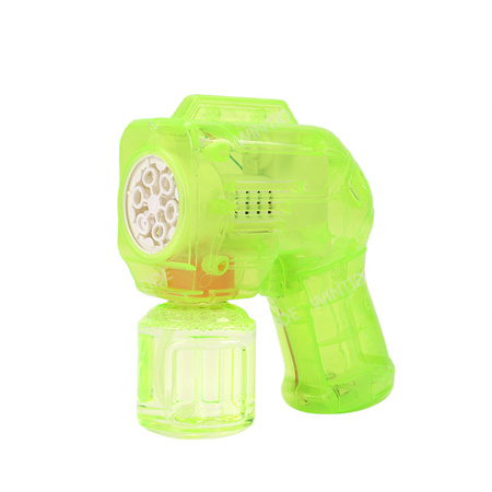 Pistolet na bańki transparentny ze światłem na baterie 