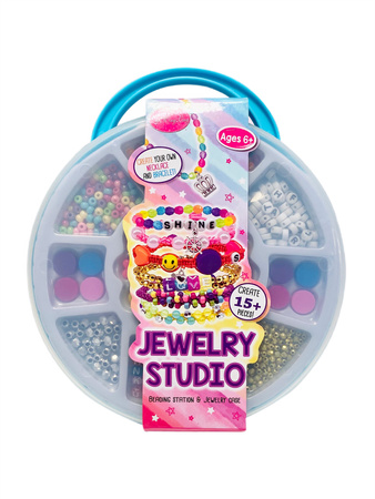 Zestaw koralików do robienia biżuterii DIY w walizce niebieskiej