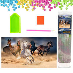 DIAMENTOWA MOZAIKA HAFT DIAMENTOWY 5D Pięć koni w galopie