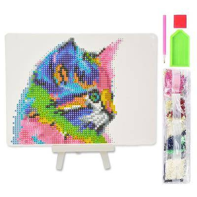 Mozaika diamentowa haft 5D 15x20 Kotek tęczowy