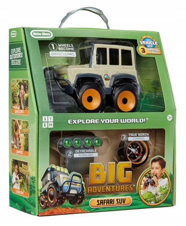 Auto Little Tikes Big Adventures Safari SUV z lornetką latarką kompasem