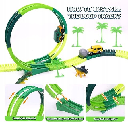 Tor samochodowy wyścigowy dinozaur dino park 434cm