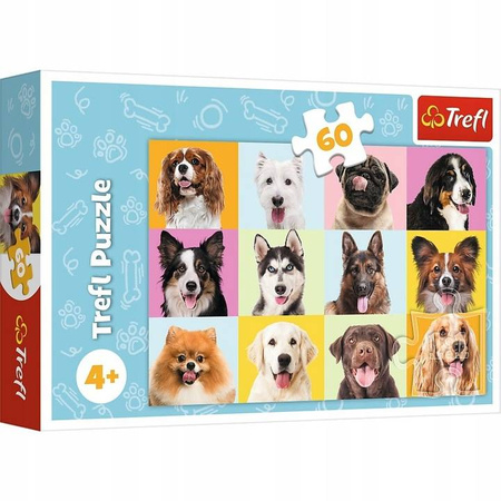Puzzle 60 elementów słodkie psiaki pieski Trefl