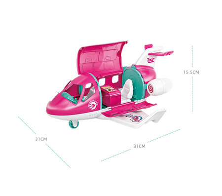 Lalka z pieskiem i walizką z samolotem pilotka mini laleczka