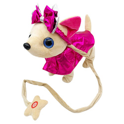 CHODZĄCY PIESEK NA SMYCZY CHIHUAHUA DO WYPROWADZANIA W RÓŻOWYM KUBRACZKU