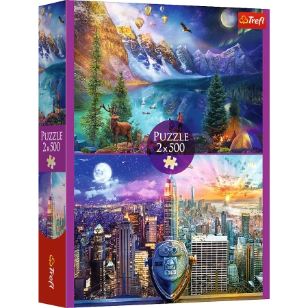 Puzzle 2 x 500 elementów Wycieczka po Ameryce Trefl