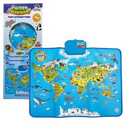 Interaktywna mapa zwierząt świata B/O 56x41cm rozkładana
