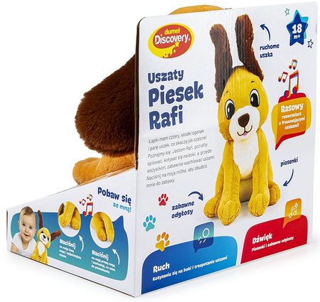 Dumel Uszaty Piesek Rafi ruchome uszy śpiewa piosenki mówi po polsku