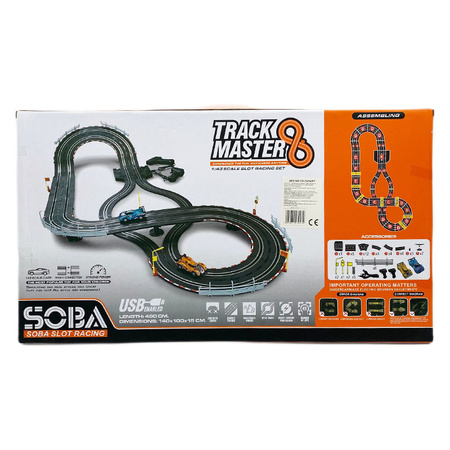 Tor samochodowy podwójny dla dwóch osób 2 autka światła i dźwięk