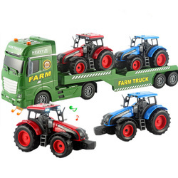 ZESTAW FARMERA AUTO CIĘŻARÓWKA ZIELONA LAWETA TRAKTOR ŚWIATŁO DŹWIĘK