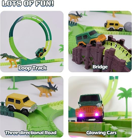 Tor samochodowy wyścigowy dinozaur dino park 434cm