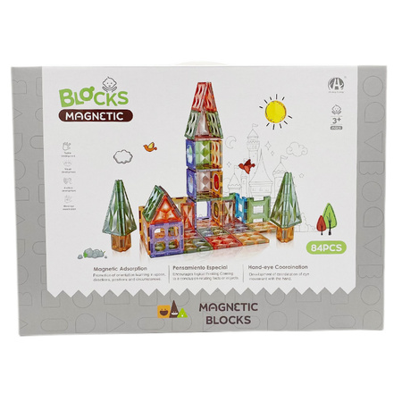 Klocki magnetyczne 84 elementy różne kształty