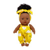 Lalka ciemnoskóra Afro w żółtym ubranku bobas 26 cm