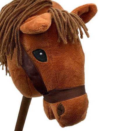 Interaktywna PLUSZOWA Głowa Konia na Kiju Dźwięk BRĄZOWA HOBBY HORSE