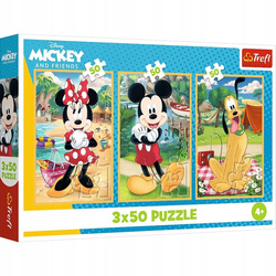 Puzzle 3x50 elementów Myszka Miki na wakacjach Trefl