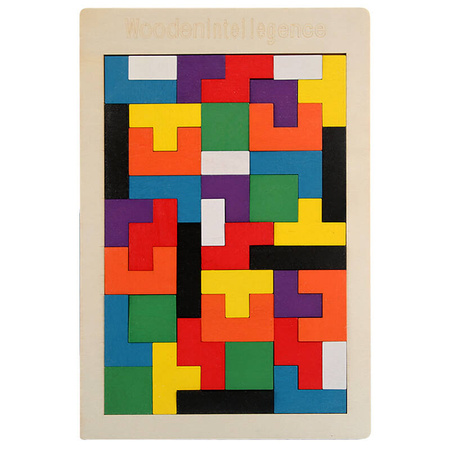 KLOCKI TETRIS UKŁADANKA DREWNIANA LOGICZNA TANGRAM MONTESSORI PUZZLE
