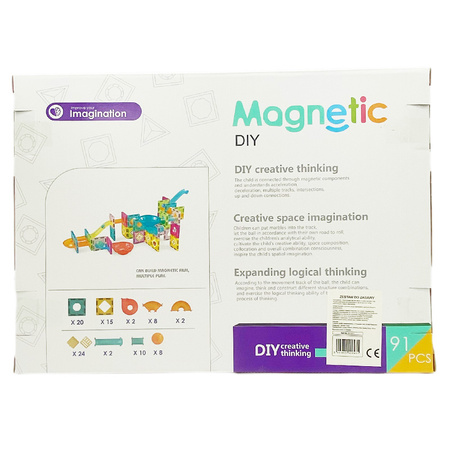 Klocki Magnetyczne Tor z kulkami 91 elementów
