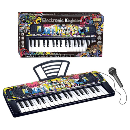 Pianinko Keyboard z mikrofonem czarny zabawkowy instrument dla dzieci 