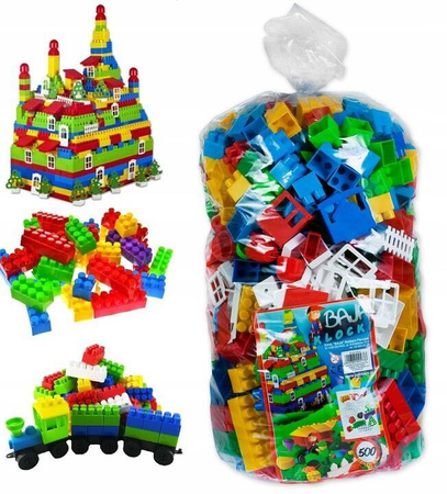 POLSKIE KLOCKI KONSTRUKCYJNE BAJA 1000 ELEMENTÓW PLASTIKOWE W WORKU