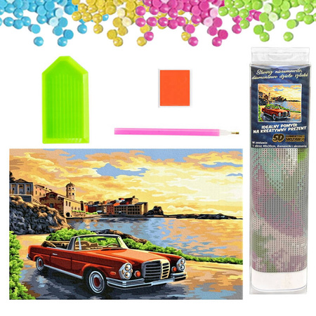 DIAMENTOWA MOZAIKA HAFT DIAMENTOWY AUTO CABRIO STYL MALOWANY 30X40
