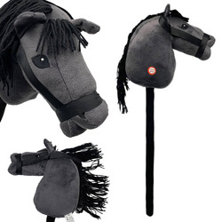 GŁOWA KONIA Z GRZYWĄ NA KIJU CZARNA Z DŹWIĘKIEM