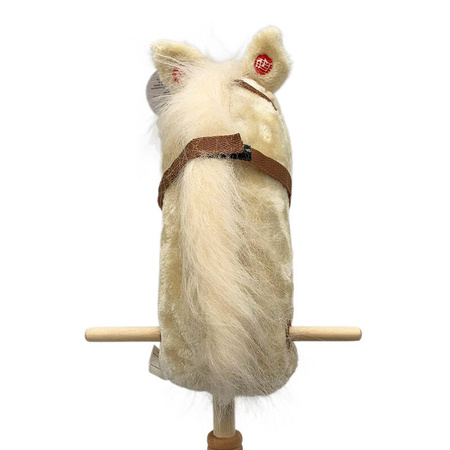 Koń 95cm z dźwiękiem drewniany kij składany z kółkami BEŻOWY HOBBY HORSE
