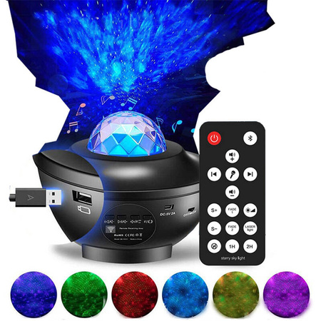 LAMPKA NOCNA PROJEKTOR RZUTNIK GWIAZD LASER GŁOŚNIK BLUETOOTH + PILOT