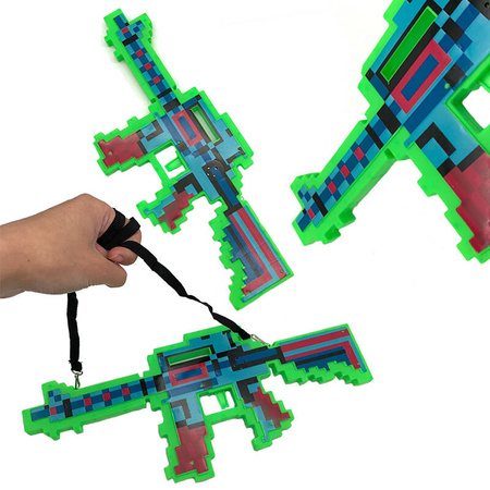 KARABIN BROŃ PISTOLET PIKSELE ŚWIATŁO DŹWIĘK LED ZABAWKA DLA DZIECI 39CM
