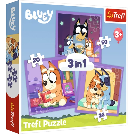 Puzzle 3w1 Bluey Poznaj Bluey Trefl