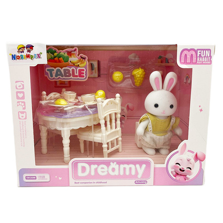 Króliczek Dreamy laleczka figurka w jadalni z akcesoriami