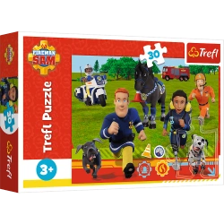 Puzzle 30 elementów Gotowi do pomocy Strażak Sam Trefl