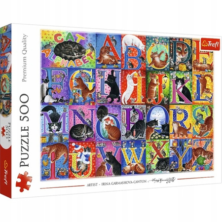Puzzle 500 elementów Koci alfabet Trefl