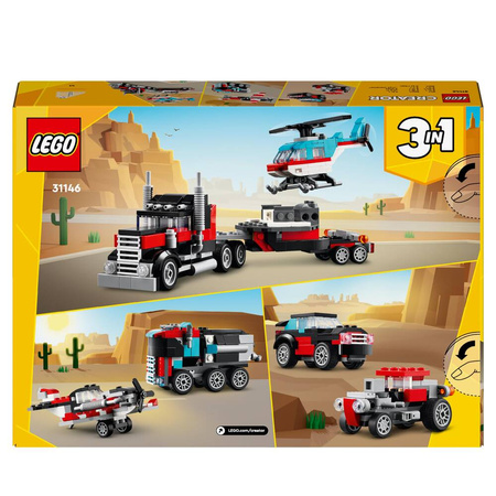 LEGO Creator 31146 Ciężarówka z platformą i helikopterem 3w1