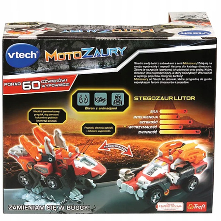 INTERAKTYWNY STEGOZAUR LUTOR MOTOZAURY DINO AUTO 60 DŹWIĘKÓW 2 W 1 VTECH 