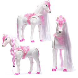 INTERAKTYWNY KONIK CHODZĄCY DLA LALEK Z RÓŻOWYMI WŁOSAMI DŹWIĘKIEM