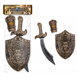 ZESTAW RYCERSKI MIECZ TARCZA OCHRANIACZ NA RĘKĘ BRĄZ