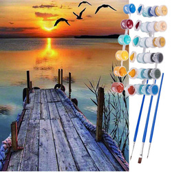 MALOWANIE PO NUMERACH PRZYSTAŃ JEZIORO ZACHÓD SŁOŃCA Z RAMĄ 50X40