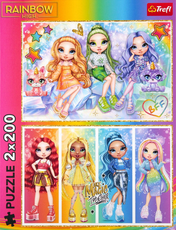 Puzzle 2x200 elementów Tęczowe Lalki Rainbow High Trefl 