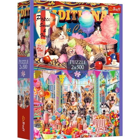 Puzzle 2 x 500 elementów Puszyści przyjaciele Trefl