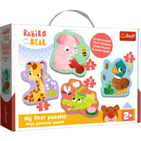 Puzzle Baby Classic Bobaskowe zwierzątka 14 elementów Bobaski i Miś Trefl