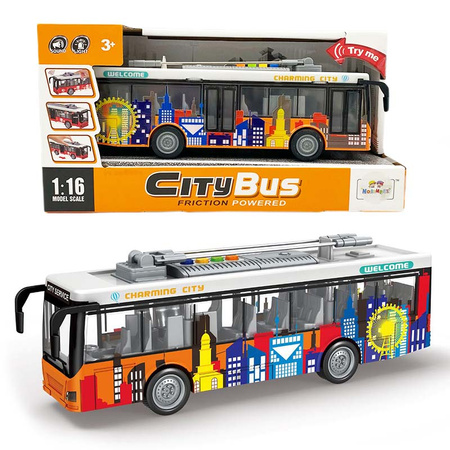 Autobus miejski Pomarańczowy CITY BUS z światłem i dźwiękiem