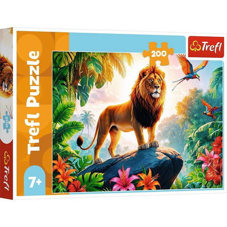 Puzzle 200 el. Król dżungli dostojny Lew na kamieniu TREFL